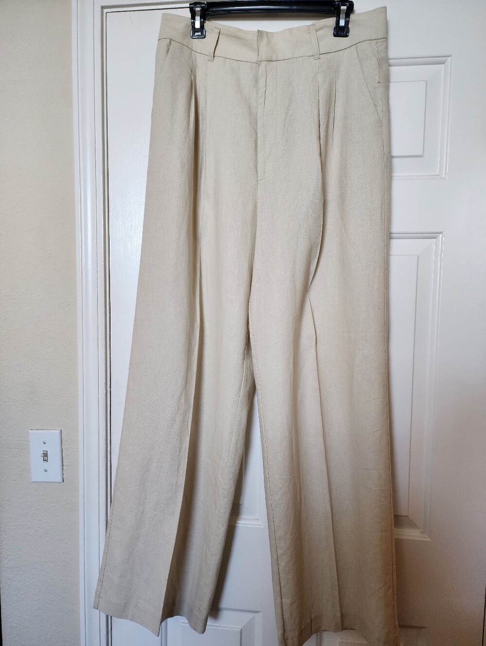 Steve Madden Linen Sandy Beige Wide-Leg Trousers